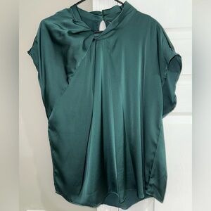 SHEIN Green Asymmetrical Cap Sleeve Sailor Collar Blouse